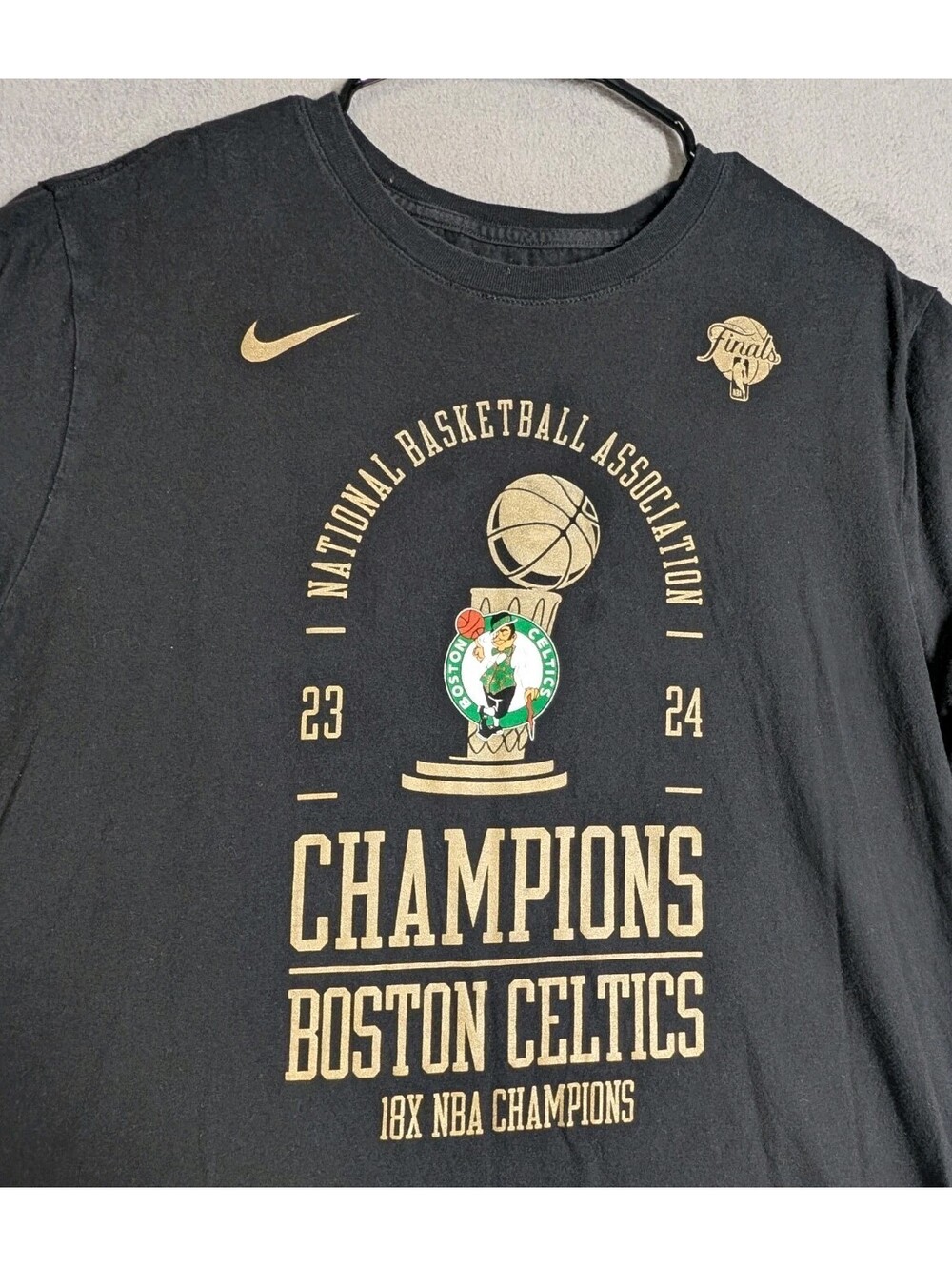 Nike Mens XL Black Boston Celtics 2024 NBA Finals Champions 18X Basketball Shirt